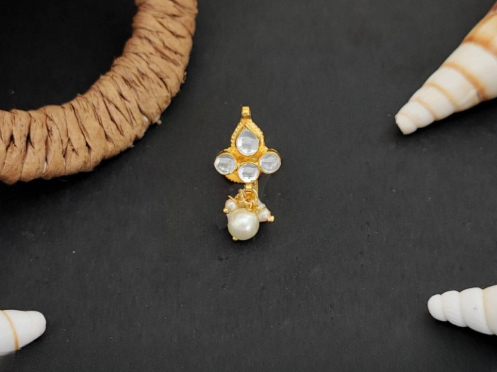 Kundan Jewellery High Gold Polish Fashionable Design Nath