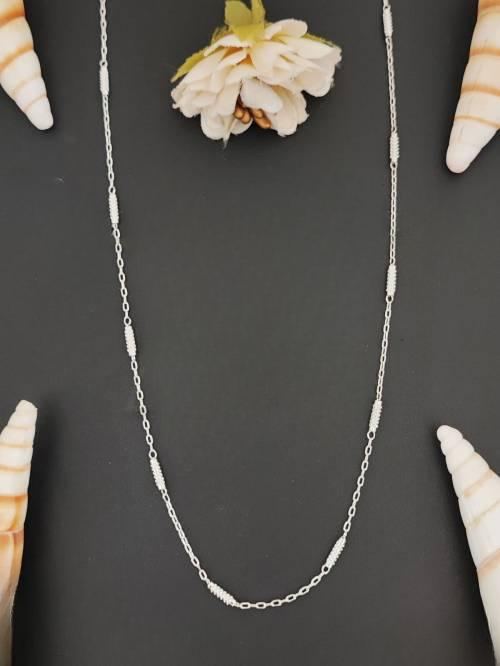 AD Full Stone White Rodium Polish Fancy Style Chain