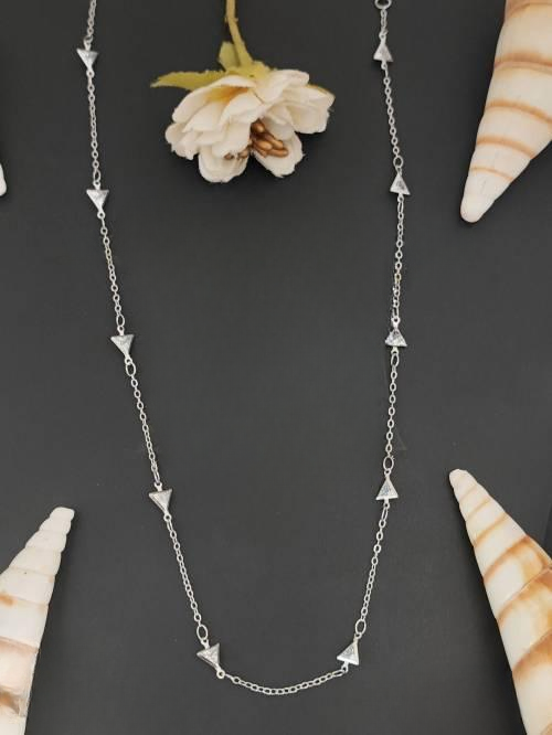 AD Full stone white Rodium Polish Party Wear Chain