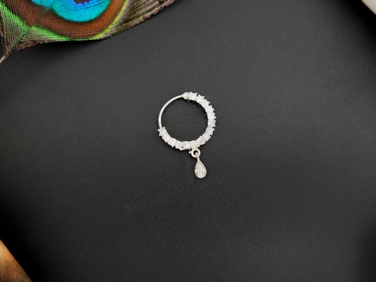 American Diamond Jewellery White Rodium Polish Party Wear Nath