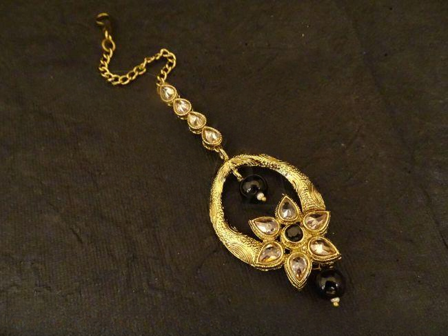 Sunflower Bali Style black Antique  Maang Tikka