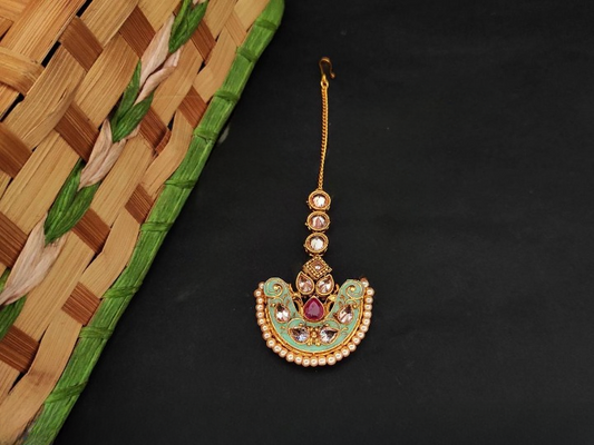 High Gold Polish Fancy Design Party wear Maang Tikka