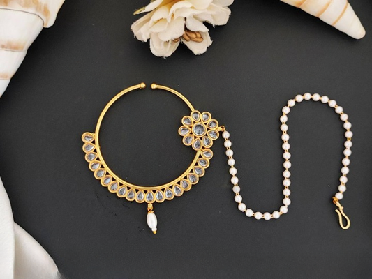 Antique Jewellery Beautiful High Gold Party Wear Fancy Pearl Antique Nath