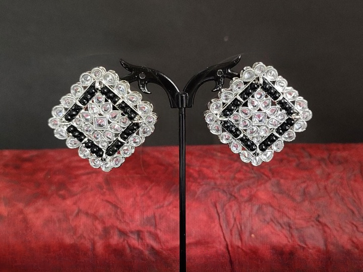 Antique Full Stones Designer Fancy Style Party wear Beautiful Black Earring / Studs / Tops