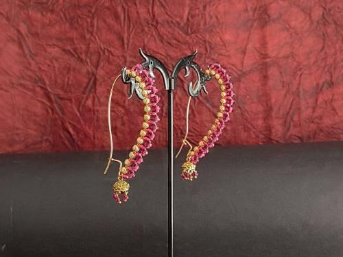 High Gold Polish Designer Fancy Design Party wear Long Ruby Antique Earing