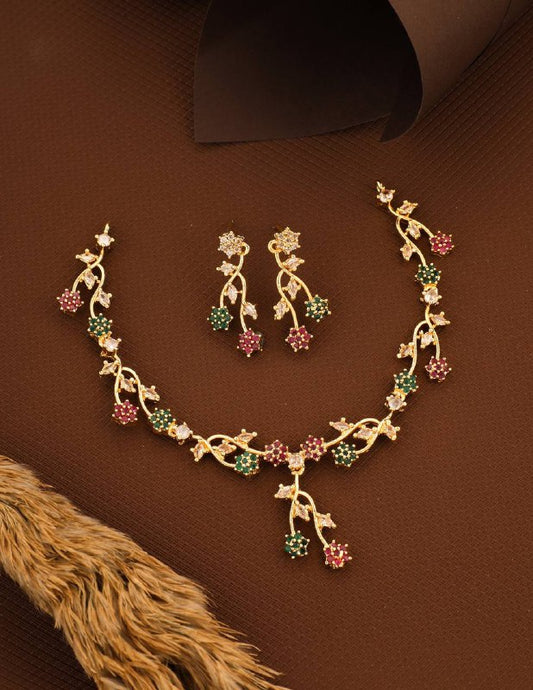 Floral Gold Necklace Set