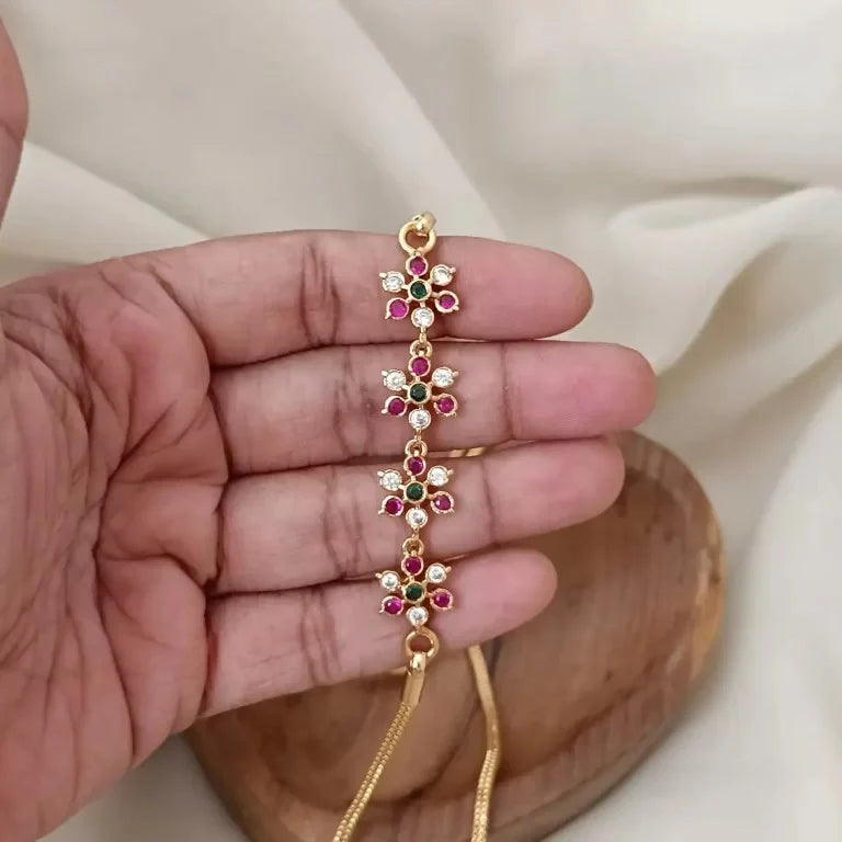 FLORAL MULTI STONE SIDE LOCKET CHAIN
