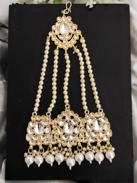 High Gold Polish Beautiful Designer Fancy Design Kundan Hair Accessories