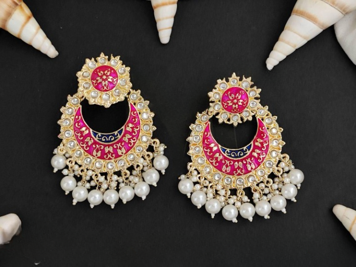 Antique Designer Jewellery High Gold Polish Fancy Style Full Stone Earrings