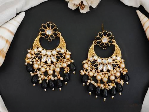 High Gold Polish Fancy Design Party wear Beautifu Black Antique Jewellery Antique Designer Long Dangler Earring