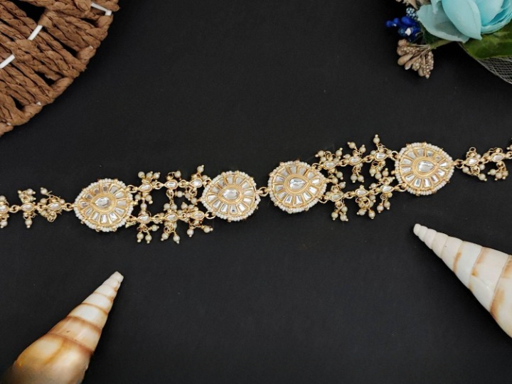 Antique High Gold Polish Designer Full Stone Party Wear Hair Accessories