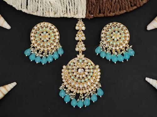 Antique Jewellery Designer High Gold Polish Party Wear Maang Tikka