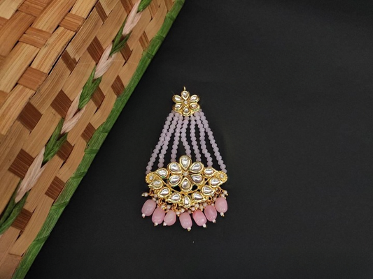 Beautiful  pink Full Kundan Jewellery High Gold Polish Hair Accessories Pasa