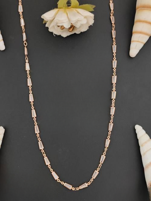 American Diamond Jewellery Designer Full Stone Rose Rodium Party Wear Chain