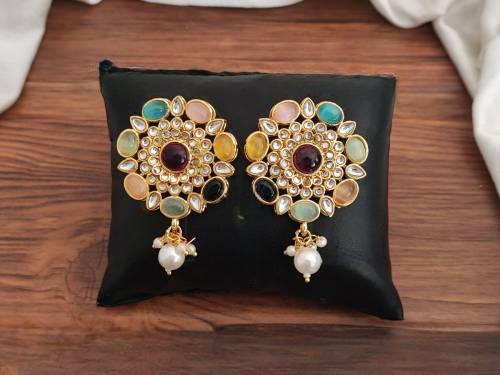 Beautiful Kemp Design Multi High Gold Polish Beautiful Kemp Earring Tops Studs