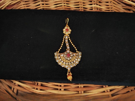 Designer High Gold Polish Party wear Designer Hair Ruby Accessories Passa