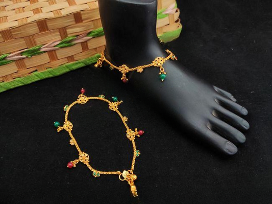 Antique High Gold Polish Designer Fancy Style  ruby green Payal