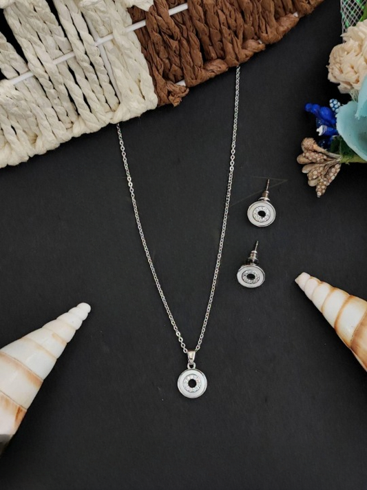 American Jewellery White Rodium Polish Fancy designer pendent set