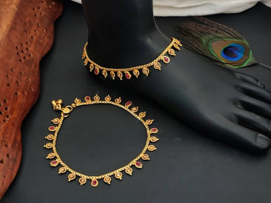 Antique Jewellery High Gold Polish Fancy Style  ruby Payal