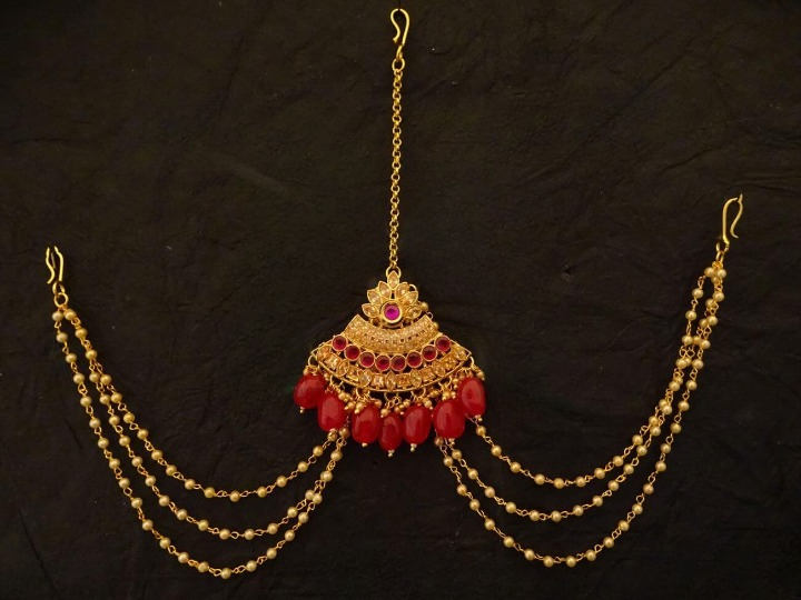 Pie Shape Antique Hair ruby Accessory