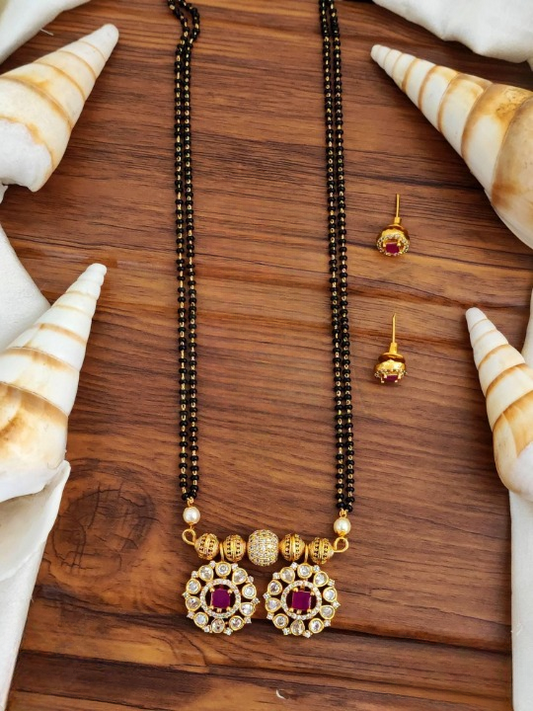 Dual Layer Black Mala Center Dual Pendent Long Kemp Pendent Set