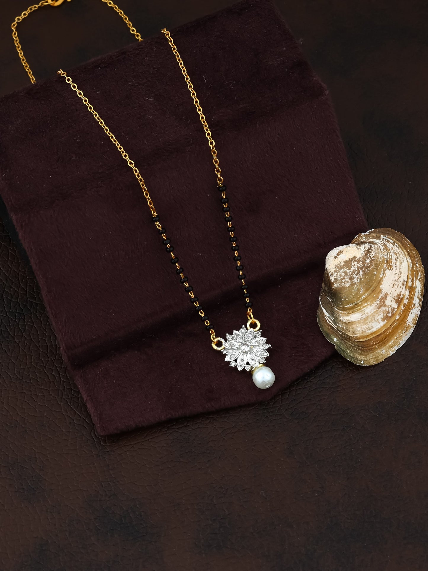 Elegant Floral Pearl Drop Mangalsutra