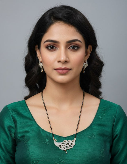 Royal Peacock Feather Mangalsutra Set