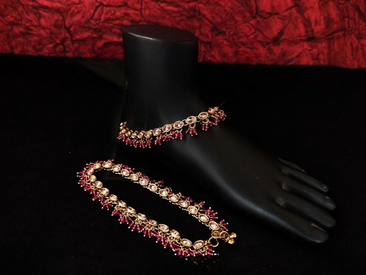 ANTIQUE DESIGNER BEAUTIFUL OVAL SHAPE FULL STONE MEHENDI POLISHED RUBY PAYAL