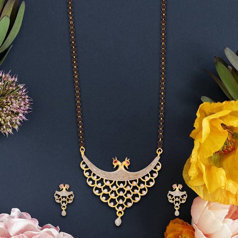 Royal Peacock Design Mangalsutra with Matching Earrings