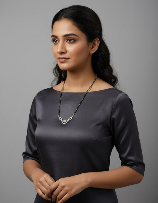 Elegant Diamond-Style Curve Mangalsutra
