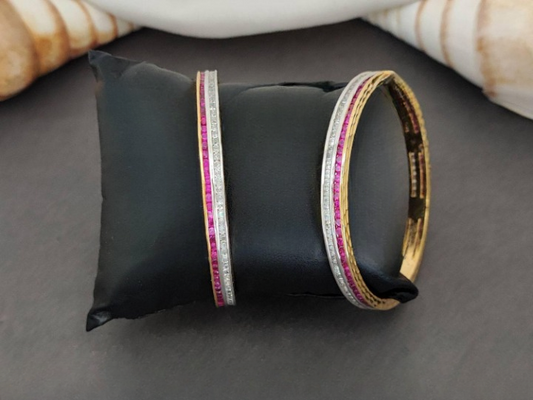 Designer Fancy Style High Gold Polish Full Stone Party Wear 2 Bangles Set