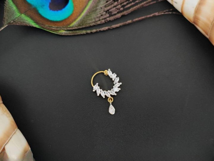 Beautiful CZ Full Stone High Gold Polish Party Wear Nath