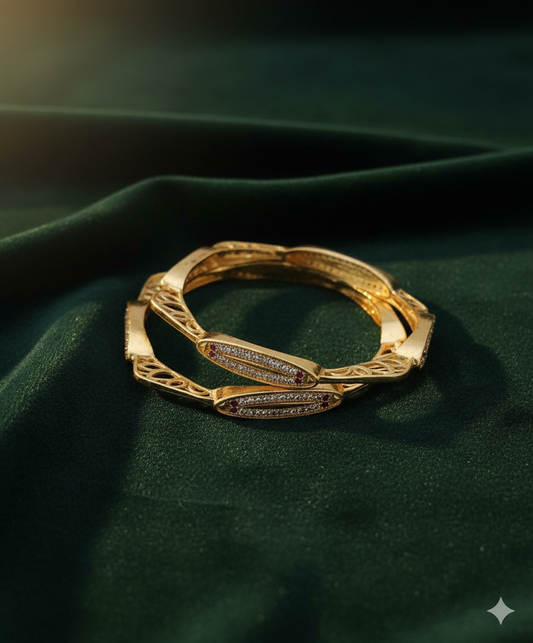Luxury Gold-Plated Stone-Studded Designer Bangle for Women