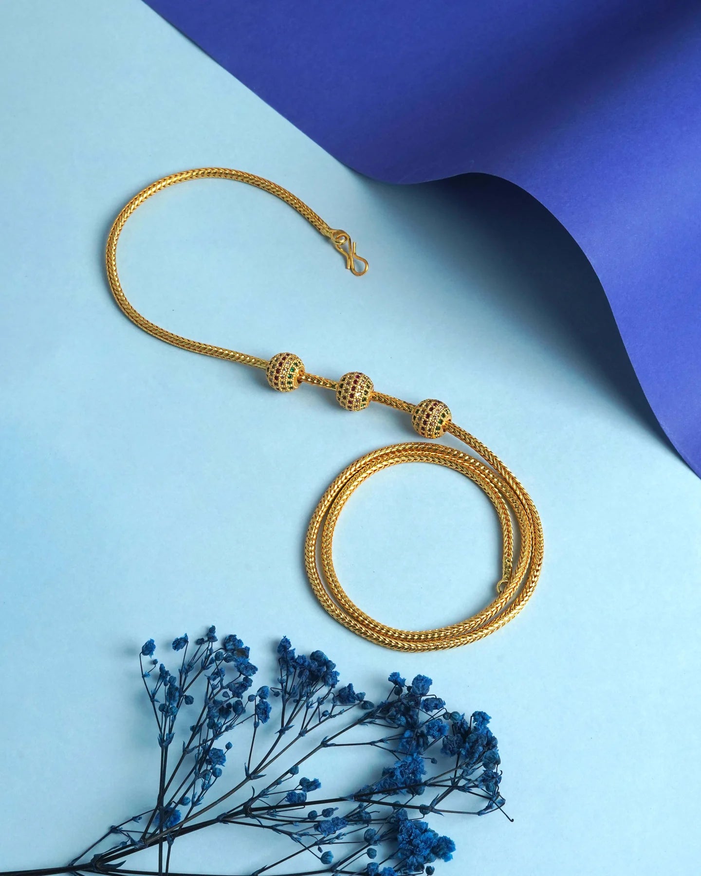 MULTI STONE BALL MUGAPPU CHAIN WITH PREMIUM QUALITY