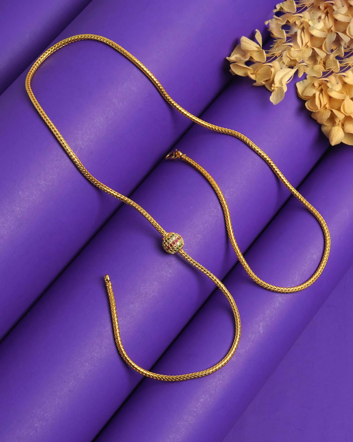 MULTI SINGLE STONE BALL MUGAPPU CHAIN