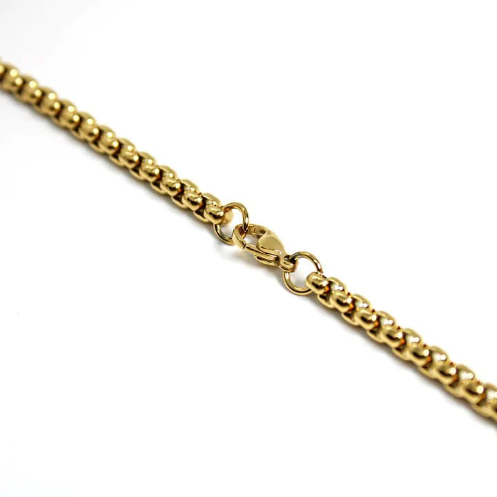 OM TRISHUL PENDANT GOLD STAINLESS STEEL NECKLACE CHAIN FOR MEN (24 INCH)