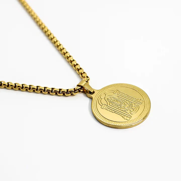 DIVINE TIRUPATI BALAJI PENDANT GOLD STAINLESS STEEL NECKLACE CHAIN FOR MEN (24 INCH)