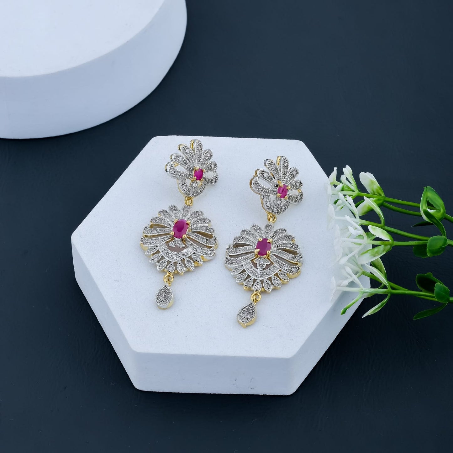 Designer Chand Shape Jhumki Earrings