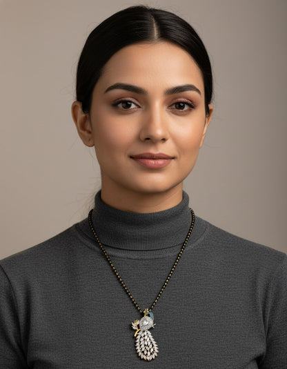 Premium Peacock Design Diamond Mangalsutra