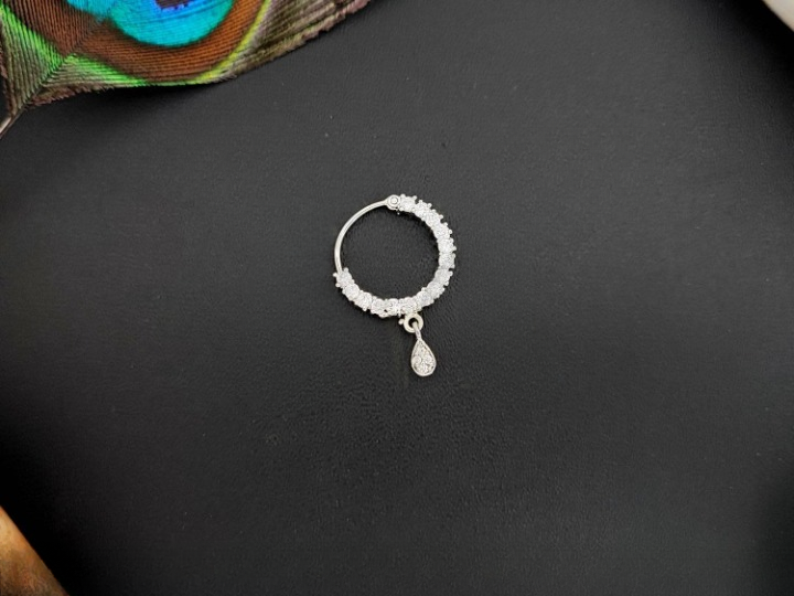 American Diamond Jewellery White Rodium Polish Party Wear Nath