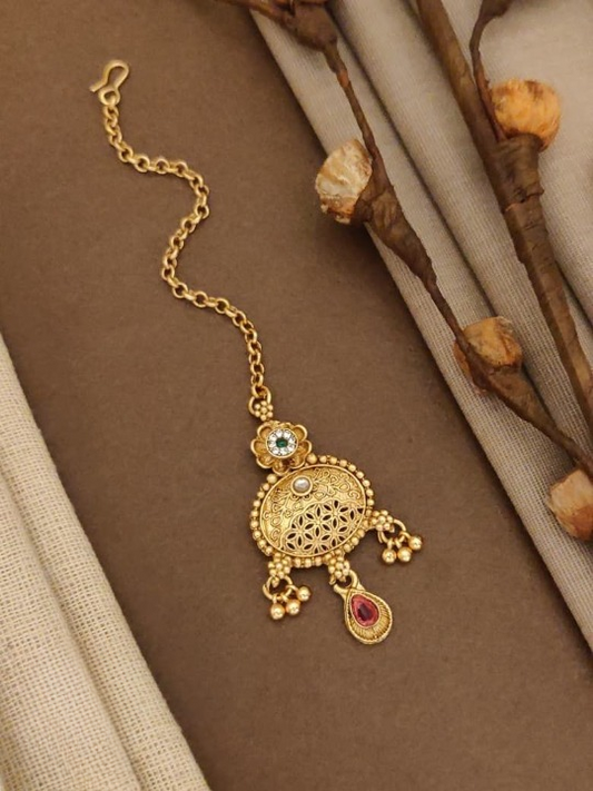 Antique Design High Gold Polish Fancy Style Maang Tikka