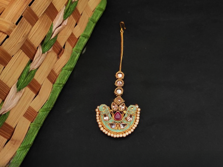 High Gold Polish Fancy Design Party wear Maang Tikka