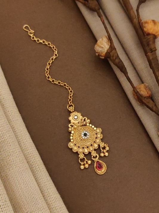 Designer High Gold Polish Temple Maang Tikka