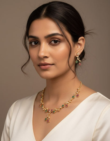 Floral Gold Necklace Set