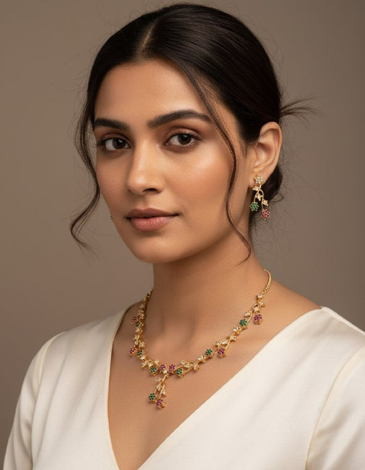 Floral Gold Necklace Set