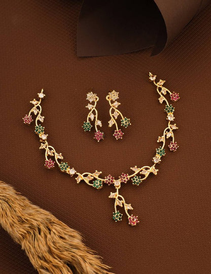 Floral Gold Necklace Set
