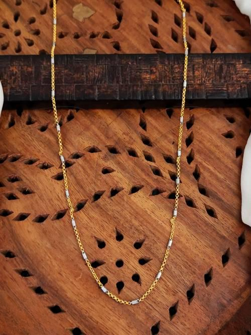 Modern Lightweight American Diamond Chain with Dual-Tone Gold-Rhodium Finish