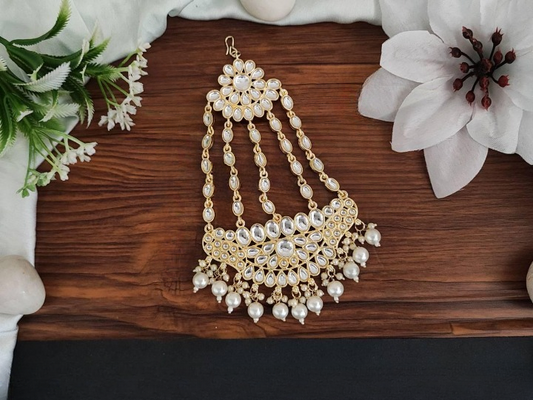 Kundan Jewelry High Gold Polish Designer Party Wear Fancy Style Plastic Hair Accessories