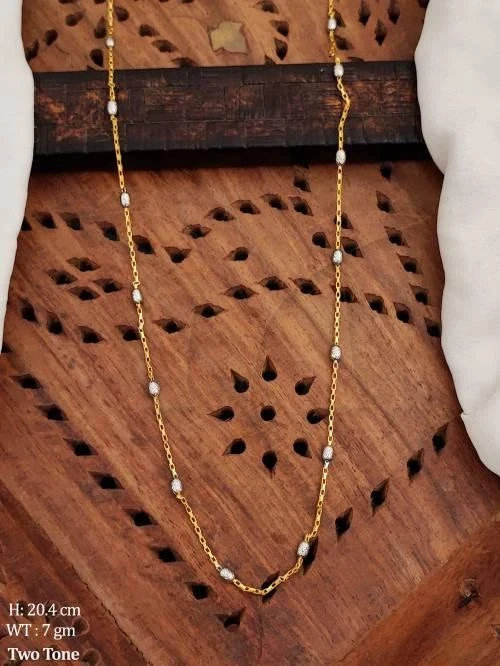 American Diamond Two Tone Polish Fancy Style Chain