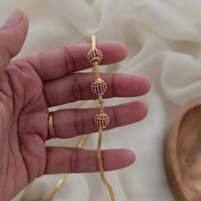 RUBY STONE BALL MUGAPPU CHAIN